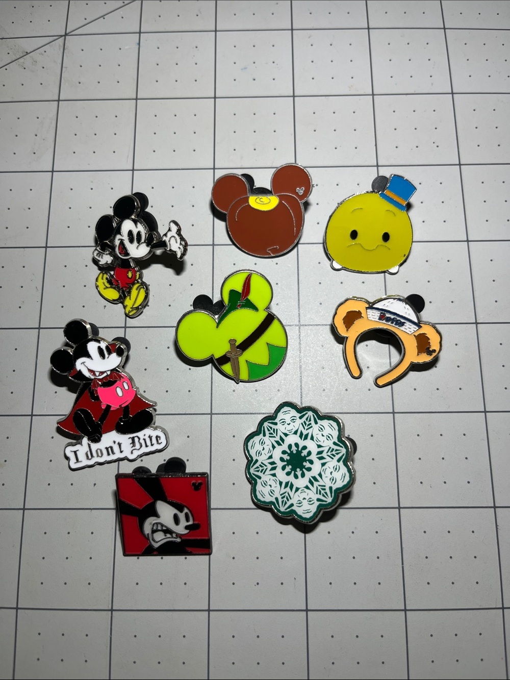 8- Disney Multi-Color Mickey & Character Enamel Pin Lot